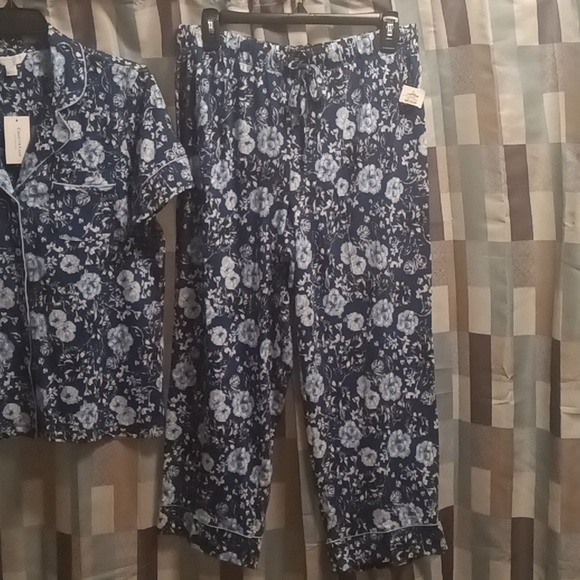 FINAL PRICE NWT CHARTER CLUB 2-pc blue multi-colored floral print pajama set Med - Picture 4 of 11